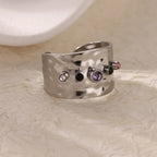 Anillo Ticotrendy Geométrico | Multicapa Circón | Grueso Acero Inox Oro