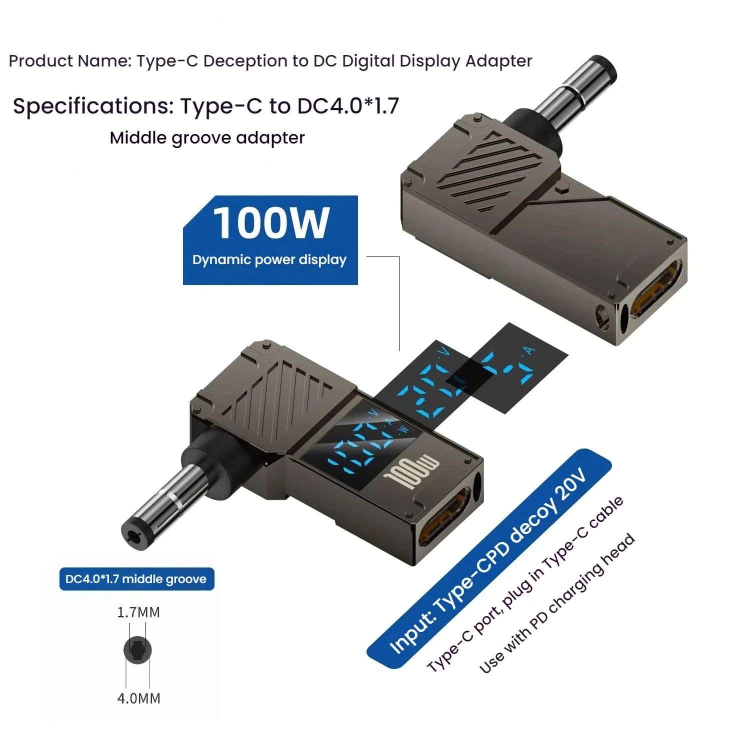 Adaptador Tipo C A DC | Cargador Laptop 100W | Convertidor Power Delivery | Ticotrendy