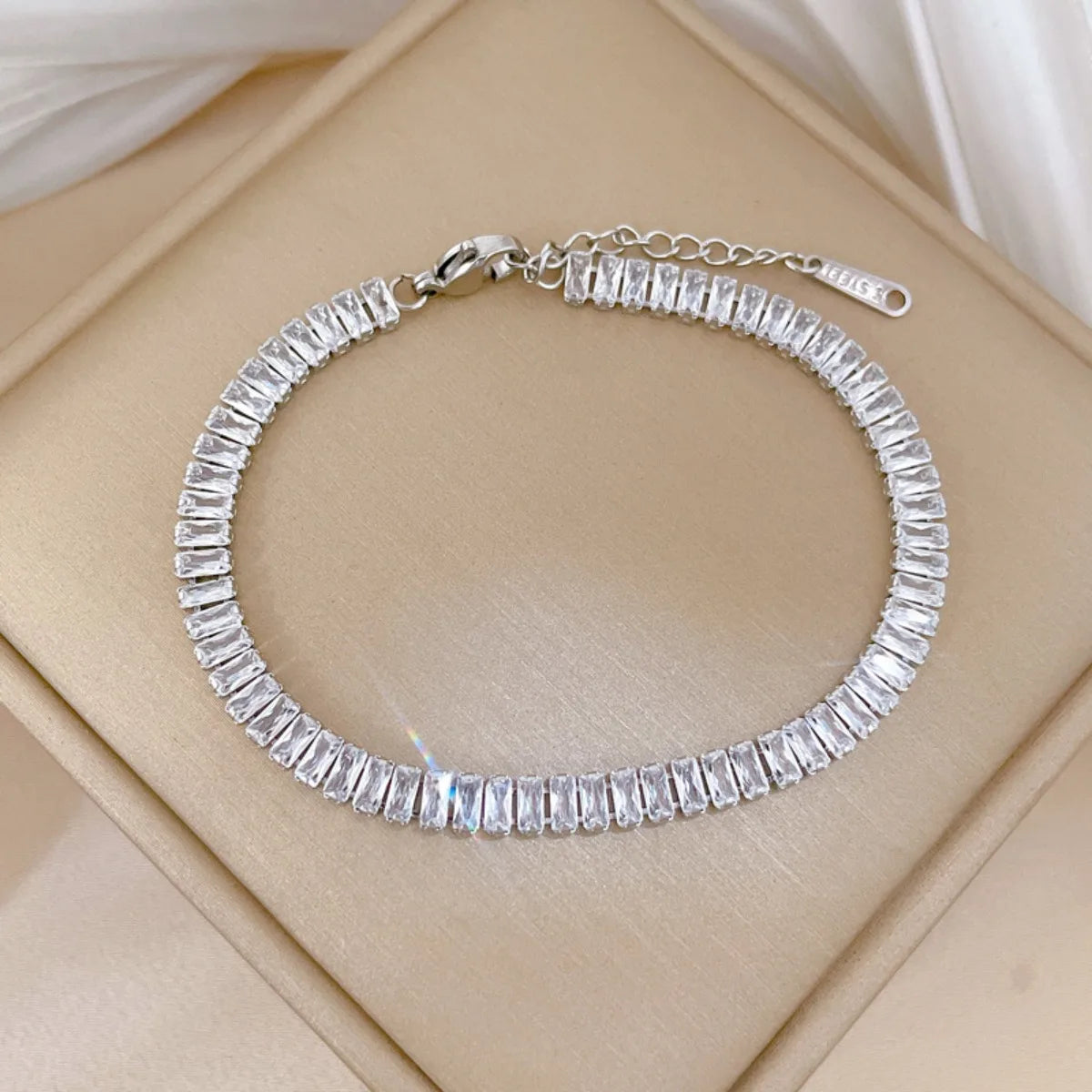 Pulseras de cadena de tenis de circonio brillante de lujo de acero inoxidable para mujeres y hombres, brazalete de moda de Hip Hop, accesorios, regalos de joyería