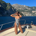 Traje De Baño Sexy Rayado Cintura Alta Playa Mujer Una Pieza