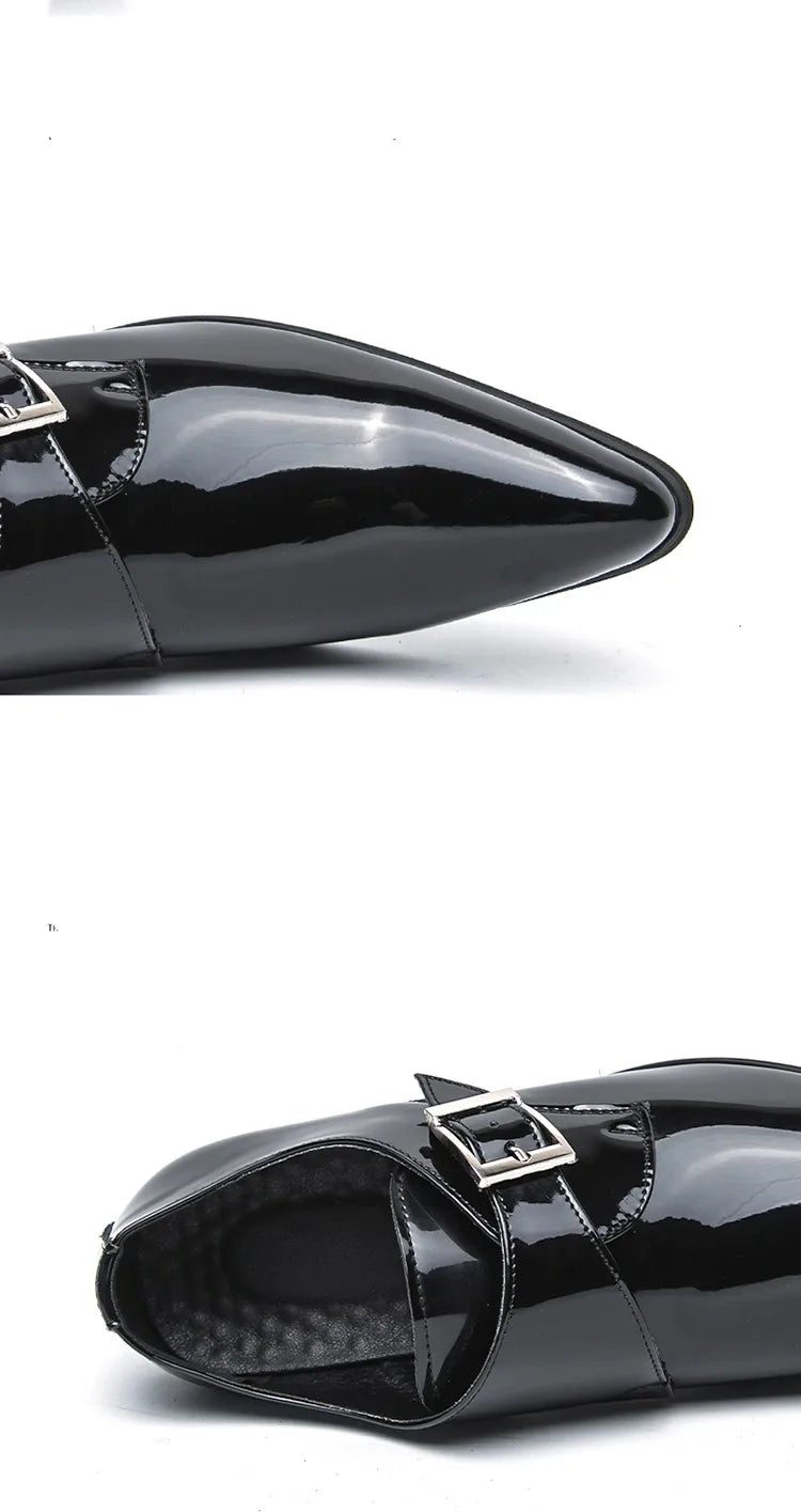 Mocasines Negros Lujo Hombre | Punta Puntiaguda Sin Cordones Zapatos Oxford Boda