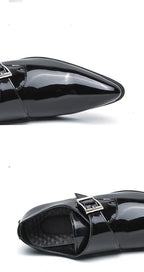 Mocasines Negros Lujo Hombre | Punta Puntiaguda Sin Cordones Zapatos Oxford Boda
