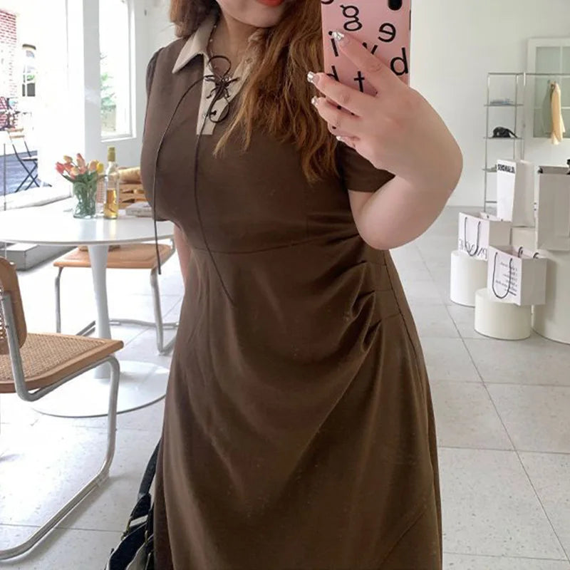 Vestido Largo de Fiesta Color Liso | Corte Irregular | Talla Grande | Oficina