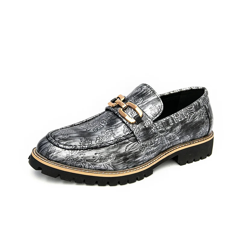 Zapatos Vestir Hombre Estampado Dorado | Negocios Punta Estrecha Antideslizante Formal