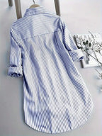 Blusa Elegante a Rayas Plus Size | Manga Larga Cuello Alto | Tallas 1XL-5XL | Tico Trendy