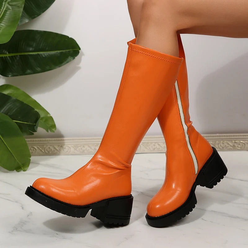Botas de Tacón Grueso hasta la Rodilla | Mujer