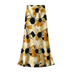 Falda Vintage de Satén | Estampado Floral Elegante