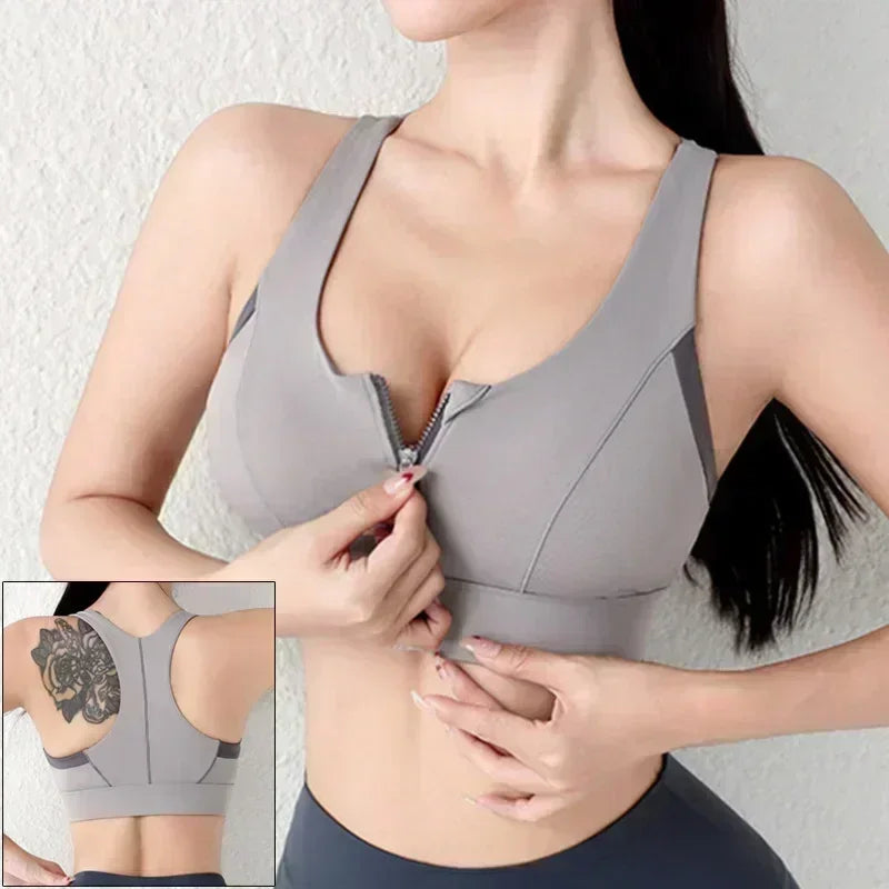 Top Sujetador Deportivo para Mujer | Cremallera Frontal y Realce | Top de Yoga y Fitness
