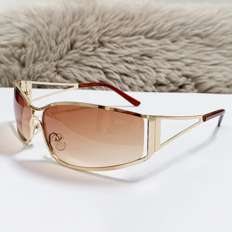 Gafas Sol Y2K Ahuecadas Envolventes Gradiente | Estilo Punk Steampunk Viajar