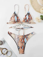 Bikini de Serpiente con Lentejuelas - Traje de Baño Glam para la Arena