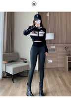 Leggings Cuero PU Polar Otoño Invierno | Empalmado Ajustado Sexy Rojo | Alta Elasticidad Cálida | Ticotrendy