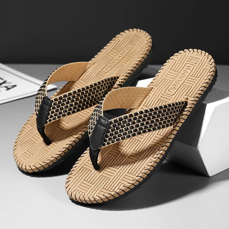 Chanclas Hombre Lino Tejidas Ligeras Interiores Silenciosas | Verano