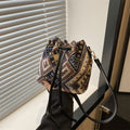 Bolso Tipo Cubo de Lino Floral Étnico para Mujer