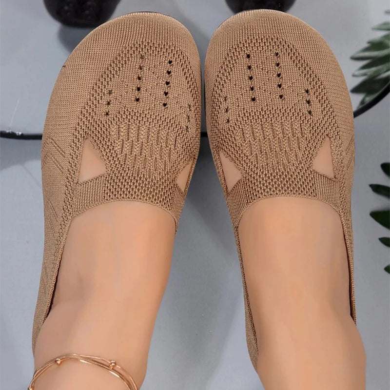 Zapatos Planos De Malla Transpirable Para Mujer | Tela Hueca Fondo Suave