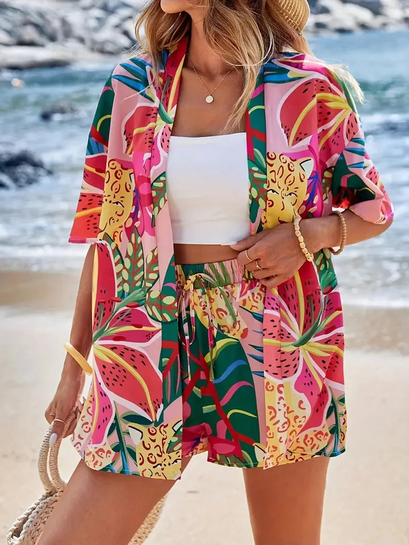 Conjunto Elegante Verano 2025 | Camisa Estampada Resort | Camisa Estampada
