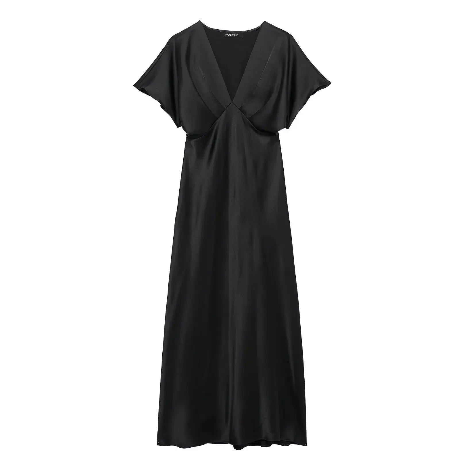 Vestido largo de satén plisado para mujer, estilo vintage francés