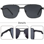 Gafas de Sol CATERSIDE Polarizadas | Lentes Planas y Doble Puente | Montura Metal | UV400