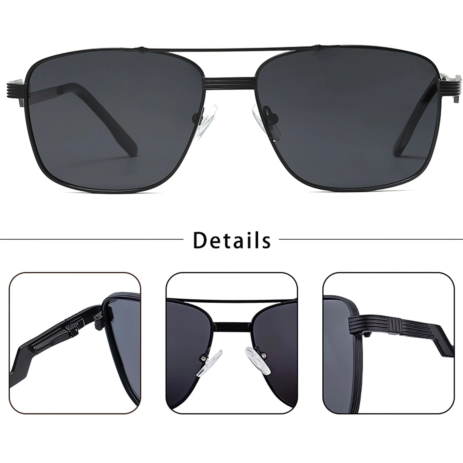 Gafas de Sol CATERSIDE Polarizadas | Lentes Planas y Doble Puente | Montura Metal | UV400
