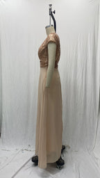 Vestido elegante de gasa con lentejuelas para mujer, cuello en V, dobladillo plisado, lentejuelas femeninas, vestido largo de cóctel para graduación, vestido de noche de boda