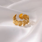 Anillo Ticotrendy Hojas Vintage | Acero Inox Impermeable | Estética Planta Boda
