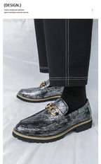 Zapatos Vestir Hombre Estampado Dorado | Negocios Punta Estrecha Antideslizante Formal