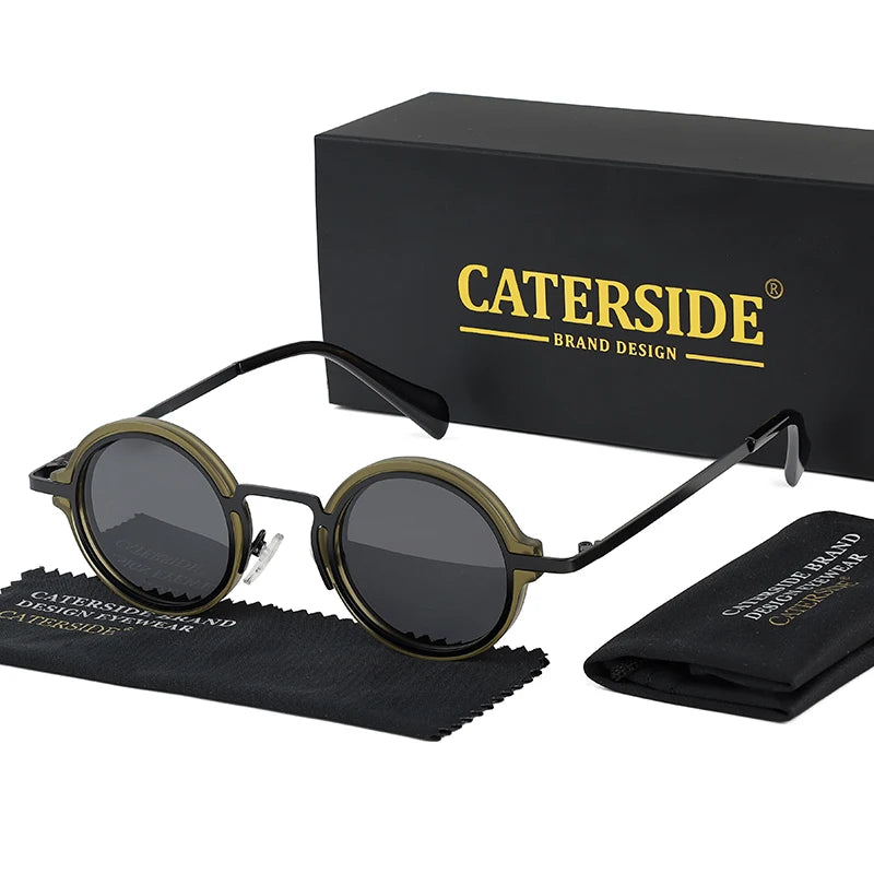 Gafas de Sol Polarizadas CATERSIDE | Redondas Retro | Marco Metal Punk