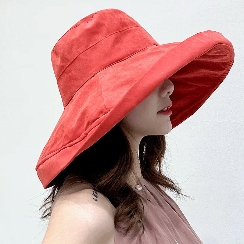 Sombrero con forma de cubo para mujer, sombrero de pescador panameño para las cuatro estaciones, ala grande, doble cara, Color sólido, visera, primavera y verano, 2025