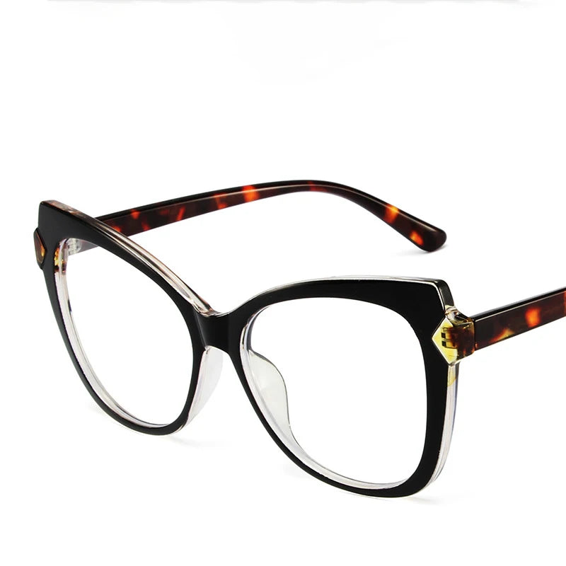 Montura Gafas Ojo Gato Lujo Personalidad | Protección Luz Azul Óptica Titanio Plástico