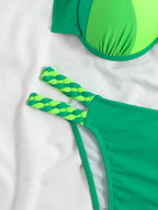 Bikini Push Up Colorblock con Estilo Halter para Playa