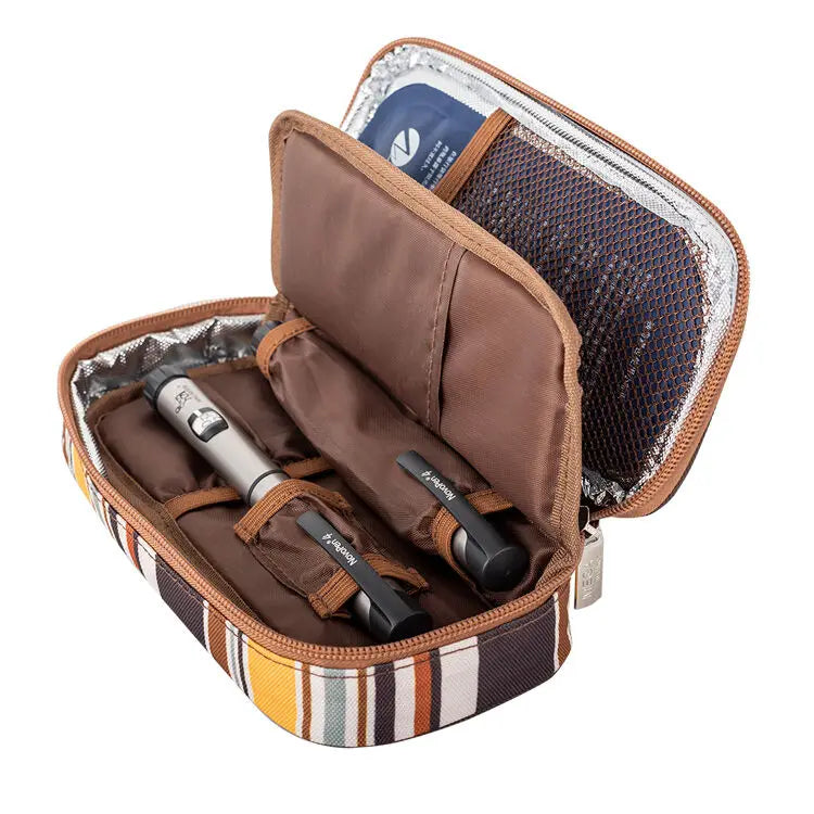 Caja enfriadora de insulina mega, bolsa de tamaño mediano, Estuche De Viaje de insulina para diabéticos con aislamiento portátil, bolsa de hielo de papel de aluminio de tela de nailon
