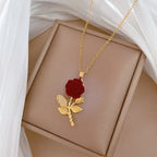 Collar Circón Rosa ∣ Acero Inoxidable Fiesta ∣ TRENDY Femenino Regalo