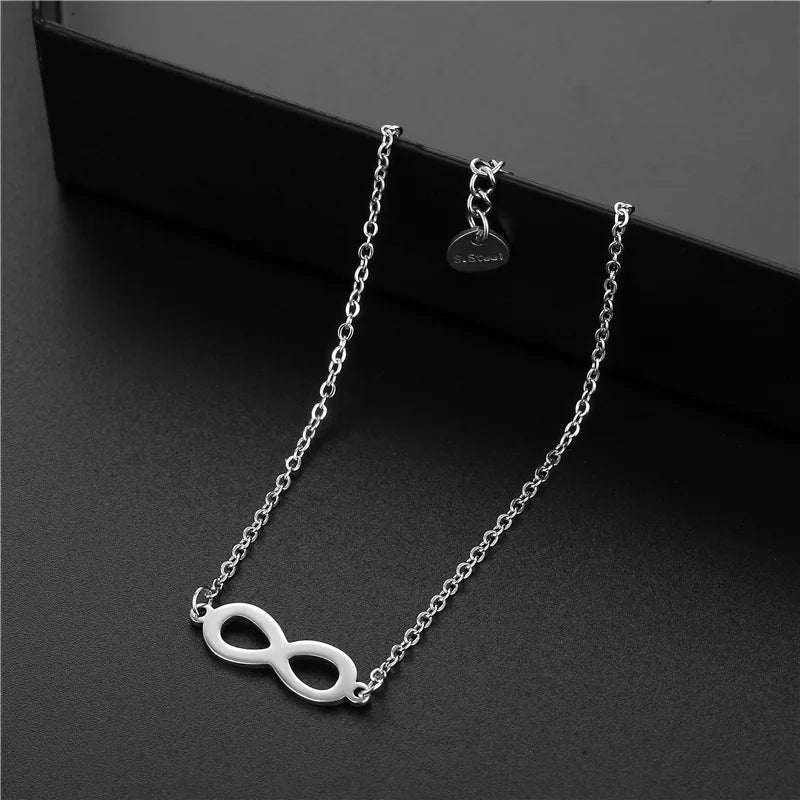 Pulseras con dijes de símbolo infinito de acero inoxidable para mujeres y niñas, accesorios de mano simples, regalos para amantes