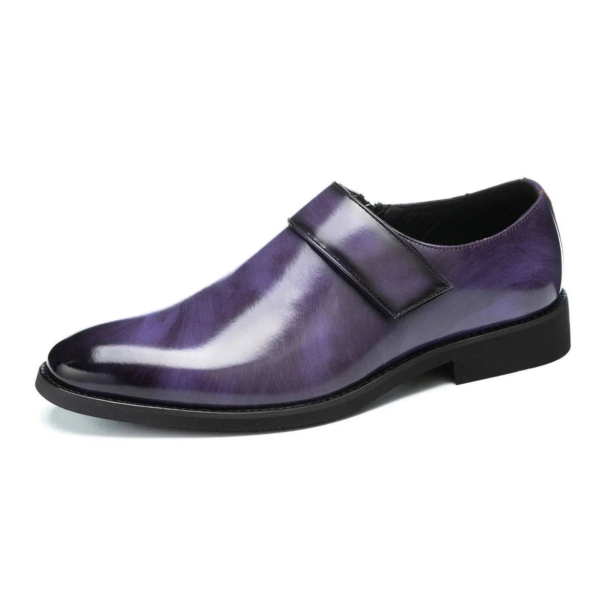 Zapatos Formales Morados Hombre | Charol Punta Estrecha Sin Cordones Cómodos Negocios