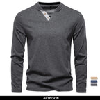 Camiseta Henley 100% Algodón Hombre | Manga Larga Informal Otoño | Tallas S-XXL | Tico Trendy
