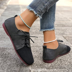 Zapatos Planos Marrones con Cordones | Gamuza Sintética | Punta Redonda | Talla Grande