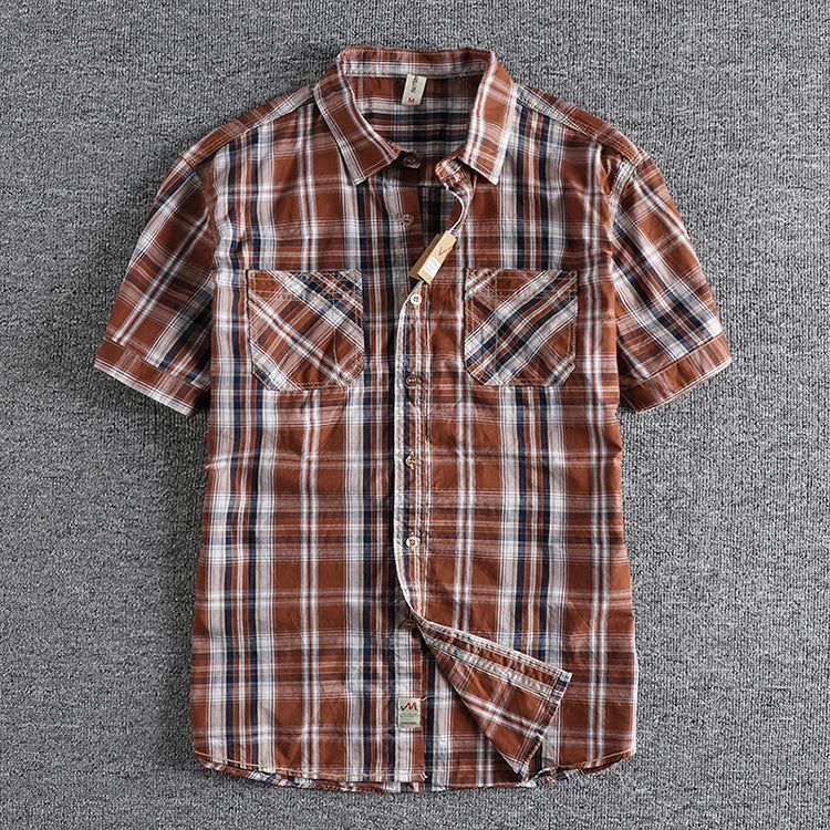 Camisa Cuadros Hombre | Algodón Lavado | Estilo Gótico | Manga Corta | Ticotrendy Costa Rica