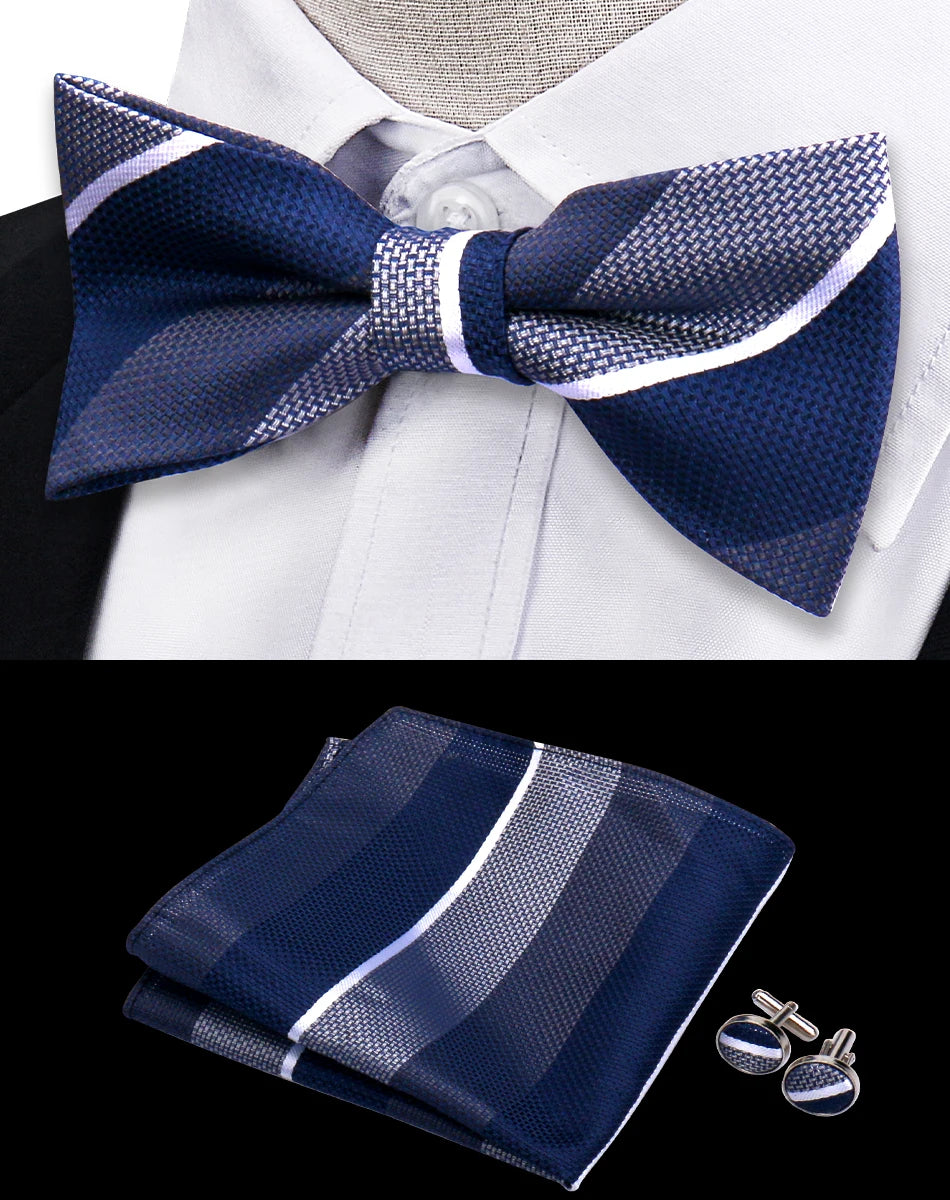 Conjunto Pajarita Pañuelo Gemelos Estilo Novedad Elegancia Pura Vida