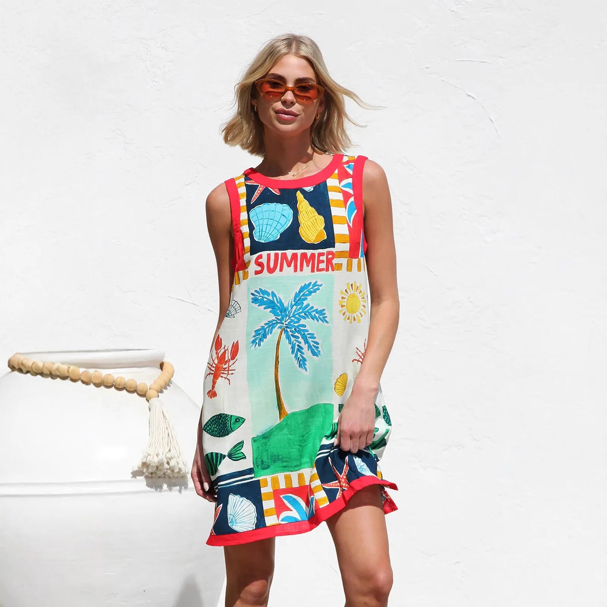Minivestido Estampado Bohemio para Playa