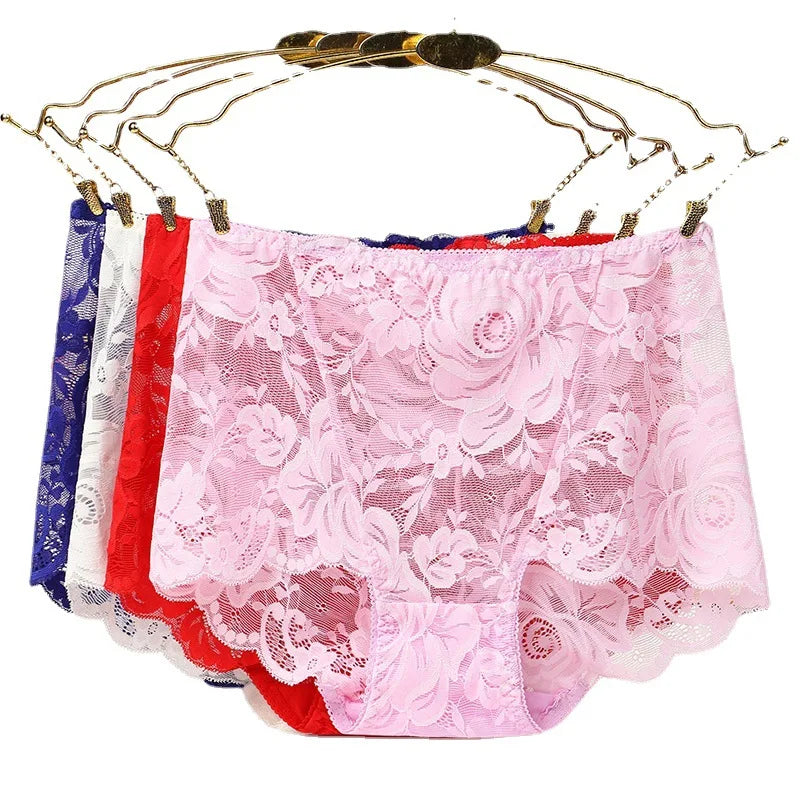 Set de Braguitas de Encaje | 4 Piezas | Talla Grande
