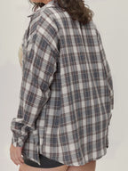 Camisa Cuadros Gris Diseño Simple Plus Size | Manga Larga Holgada | Tallas 1XL-5XL | Tico Trendy