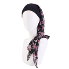 Turbante elástico con estampado de flores para mujer musulmana, para la cabeza preatado Hijab, Bandana para la pérdida de cabello, bufanda para la cabeza, novedad