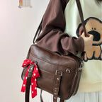Bolsa Mensajero Mujer Hombro PU Estilo Universitario Gran Capacidad