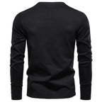 Camiseta Cuello Henley Algodón Hombre | Manga Larga Alta Calidad | Tallas S-XXL | Tico Trendy