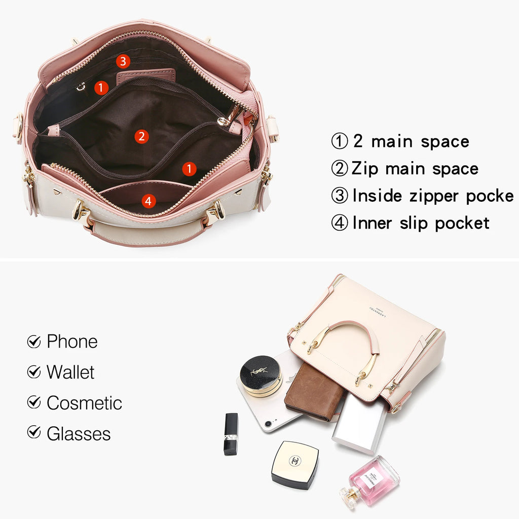 LAORENTOU Bolso grande de hombro de cuero dividido para mujer, bolso grande para mujer, bolso cruzado 2025