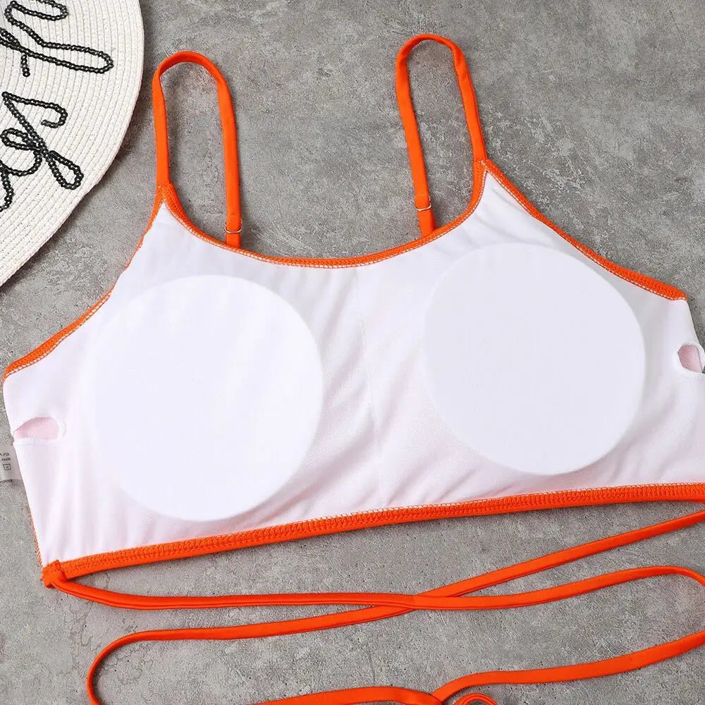 Bikini de 3 Piezas Talla Grande | Falda Cintura Alta | Color Sólido
