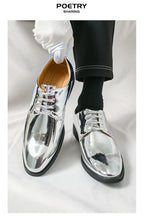 Zapatos Hombre Charol Plateados Lujo Boda Fiesta Punta Puntiaguda | Talla Grande