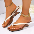 Chanclas de tacón con pezuña a la moda para mujer, sandalias con punta cuadrada y Clip para verano 2025, zapatillas de tacón medio de estilo de diseñador para mujer