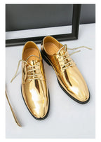 Zapatos Hombre Charol Plateados Lujo Boda Fiesta Punta Puntiaguda | Talla Grande