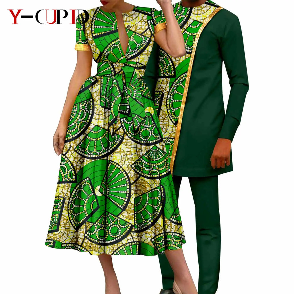 Vestido Dashiki Bazin Riche Africano Pareja | 2 Piezas | Tallas XS-6XL | Tico Trendy