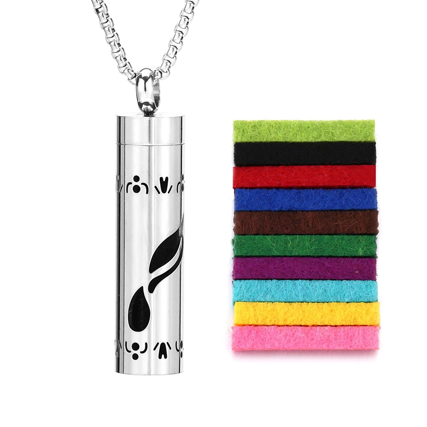 Ambientador de barra Vertical hueca de acero inoxidable, difusor de aceite de Perfume, medallón, joyería, colgante, collar para mujeres, hombres y adolescentes